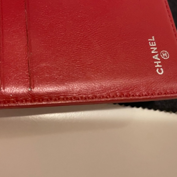 Chanel Red Lambskin Leather Camellia Embossed Zip Wallet - Picture 6 of 16